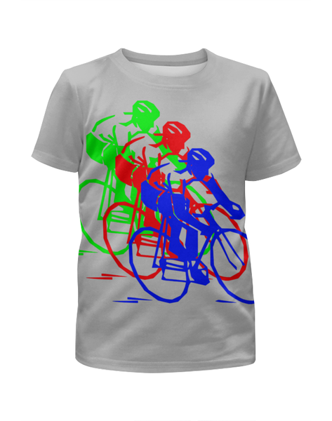 Заказать детскую футболку в Москве. Футболка с полной запечаткой для мальчиков Велосипедисты от ПРИНТЫ ПЕЧАТЬ  - готовые дизайны и нанесение принтов.