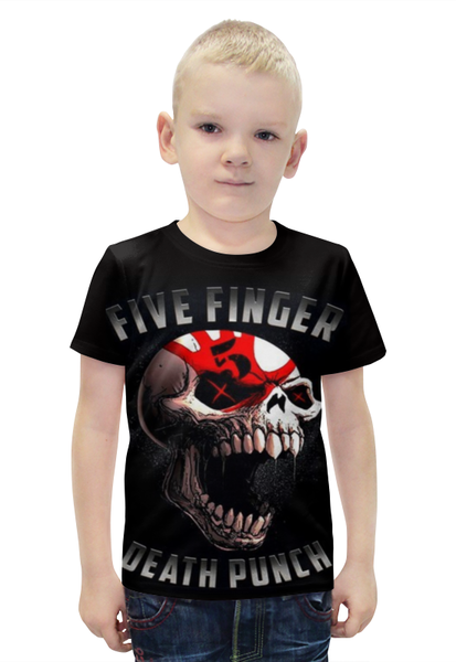 Заказать детскую футболку в Москве. Футболка с полной запечаткой для мальчиков five finger death punch от Серега Шнайдер - готовые дизайны и нанесение принтов.