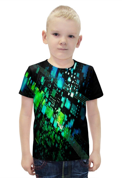 Заказать детскую футболку в Москве. Футболка с полной запечаткой для мальчиков Куб цветной от THE_NISE  - готовые дизайны и нанесение принтов.