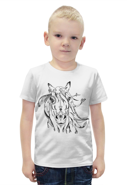 Заказать детскую футболку в Москве. Футболка с полной запечаткой для мальчиков Милая лошадка от nadegda - готовые дизайны и нанесение принтов.