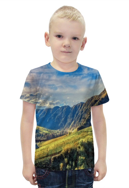 Заказать детскую футболку в Москве. Футболка с полной запечаткой для мальчиков Горный хребет от THE_NISE  - готовые дизайны и нанесение принтов.