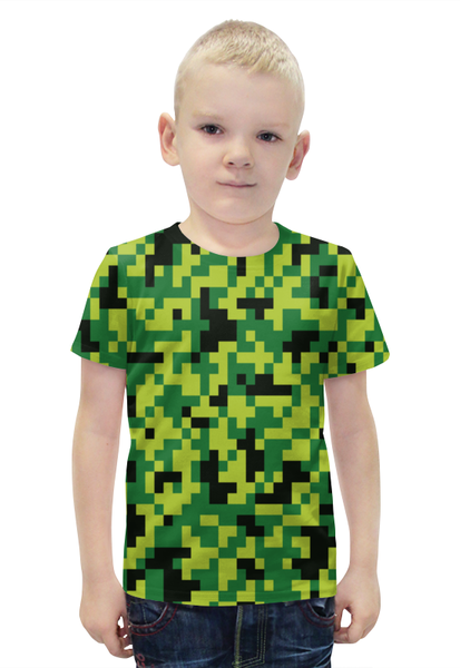 Заказать детскую футболку в Москве. Футболка с полной запечаткой для мальчиков Зеленые кубики от THE_NISE  - готовые дизайны и нанесение принтов.