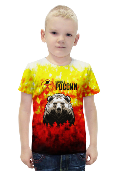Заказать детскую футболку в Москве. Футболка с полной запечаткой для мальчиков Made in Russia от ZVER  - готовые дизайны и нанесение принтов.