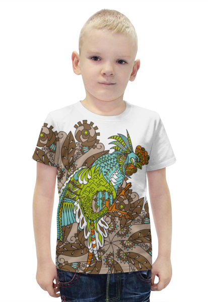 Заказать детскую футболку в Москве. Футболка с полной запечаткой для мальчиков петушиное разноцветие от Игма - готовые дизайны и нанесение принтов.