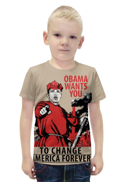 Заказать детскую футболку в Москве. Футболка с полной запечаткой для мальчиков Obama Red Army от Leichenwagen - готовые дизайны и нанесение принтов.
