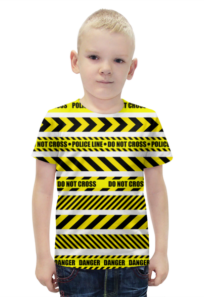 Заказать детскую футболку в Москве. Футболка с полной запечаткой для мальчиков Police line от THE_NISE  - готовые дизайны и нанесение принтов.