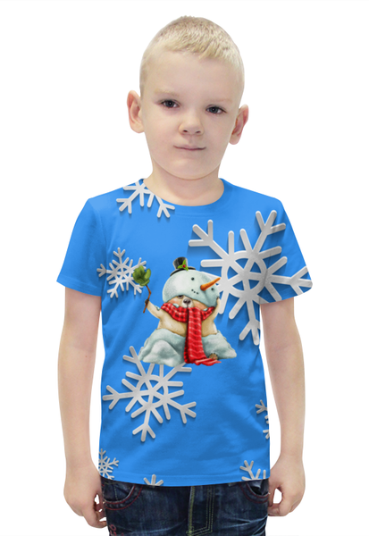 Заказать детскую футболку в Москве. Футболка с полной запечаткой для мальчиков снеговик от THE_NISE  - готовые дизайны и нанесение принтов.