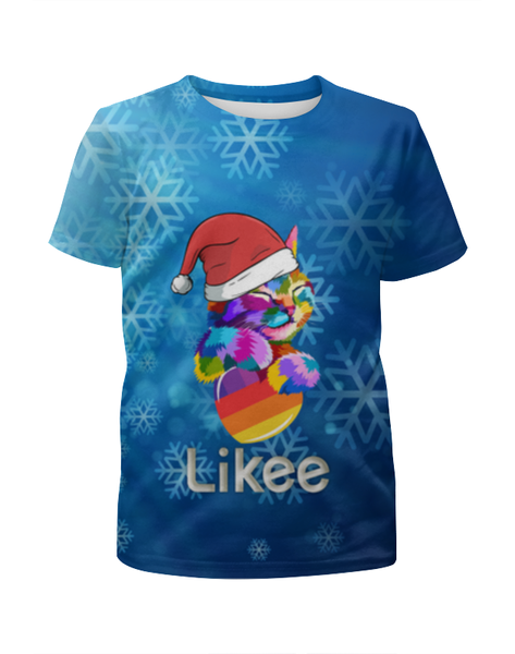 Заказать детскую футболку в Москве. Футболка с полной запечаткой для мальчиков Новогодний Likee от weeert - готовые дизайны и нанесение принтов.