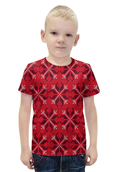 Заказать детскую футболку в Москве. Футболка с полной запечаткой для мальчиков Узор новогодний от THE_NISE  - готовые дизайны и нанесение принтов.