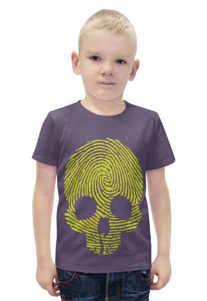 Заказать детскую футболку в Москве. Футболка с полной запечаткой для мальчиков Отпечаток в виде черепа от denis01001 - готовые дизайны и нанесение принтов.