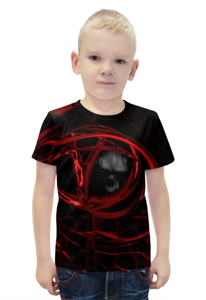 Заказать детскую футболку в Москве. Футболка с полной запечаткой для мальчиков Darkness от Leichenwagen - готовые дизайны и нанесение принтов.