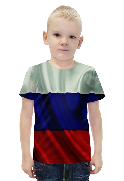 Заказать детскую футболку в Москве. Футболка с полной запечаткой для мальчиков Триколор от THE_NISE  - готовые дизайны и нанесение принтов.