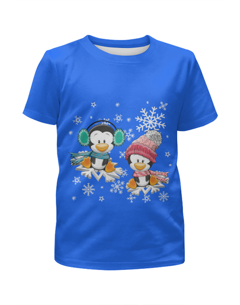 Заказать детскую футболку в Москве. Футболка с полной запечаткой для мальчиков Пингвин зимой от Ирина - готовые дизайны и нанесение принтов.