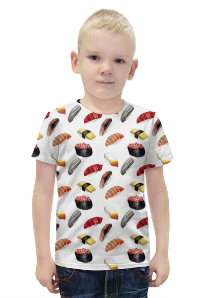 Заказать детскую футболку в Москве. Футболка с полной запечаткой для мальчиков Суши-Арт от Pinky-Winky - готовые дизайны и нанесение принтов.