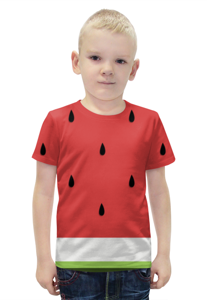 Заказать детскую футболку в Москве. Футболка с полной запечаткой для мальчиков Арбуз 3D от coolmag - готовые дизайны и нанесение принтов.