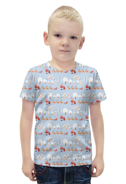 Заказать детскую футболку в Москве. Футболка с полной запечаткой для мальчиков Снежный пейзаж от THE_NISE  - готовые дизайны и нанесение принтов.