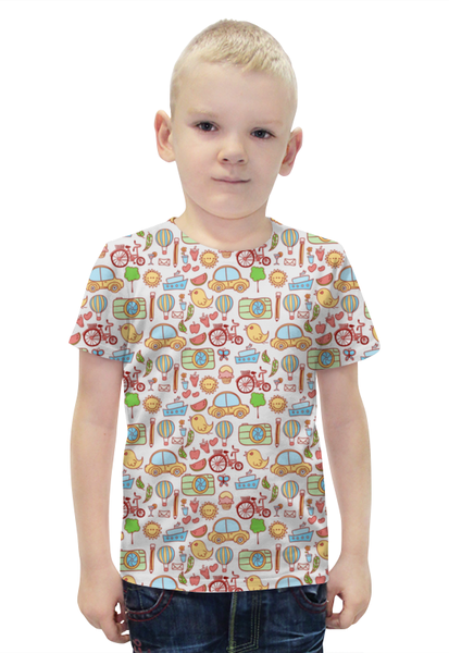 Заказать детскую футболку в Москве. Футболка с полной запечаткой для мальчиков Детское ассорти от BeliySlon - готовые дизайны и нанесение принтов.