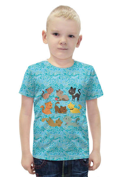 Заказать детскую футболку в Москве. Футболка с полной запечаткой для мальчиков Весёлые котята от Yaroslava - готовые дизайны и нанесение принтов.