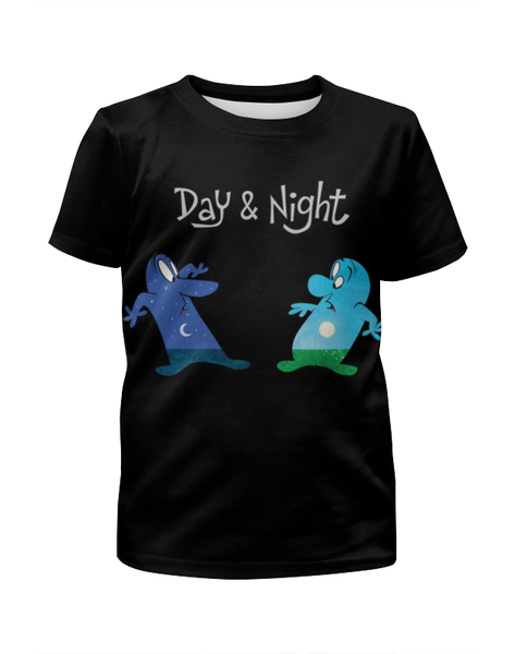 Заказать детскую футболку в Москве. Футболка с полной запечаткой для мальчиков Day & Night  от ПРИНТЫ ПЕЧАТЬ  - готовые дизайны и нанесение принтов.