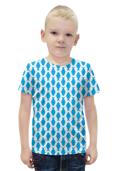 Заказать детскую футболку в Москве. Футболка с полной запечаткой для мальчиков голубые рыбы от irinavk - готовые дизайны и нанесение принтов.