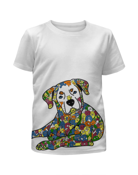 Заказать детскую футболку в Москве. Футболка с полной запечаткой для мальчиков собака  из дудл монстров от Игма - готовые дизайны и нанесение принтов.