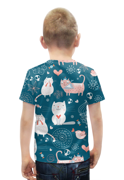 Заказать детскую футболку в Москве. Футболка с полной запечаткой для мальчиков Прикольные Коты от Amerikanka - готовые дизайны и нанесение принтов.