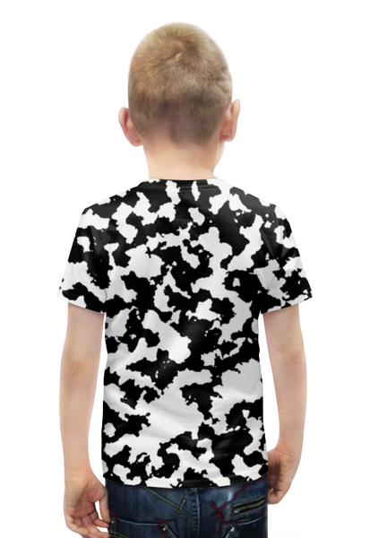 Заказать детскую футболку в Москве. Футболка с полной запечаткой для мальчиков Бело-Чёрный Камуфляж от armyshop - готовые дизайны и нанесение принтов.
