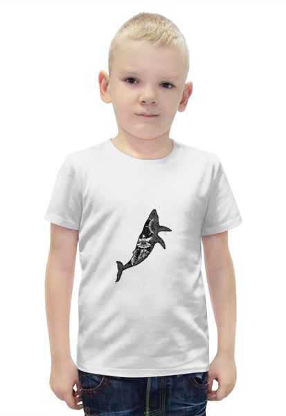 Заказать детскую футболку в Москве. Футболка с полной запечаткой для мальчиков Кит и море от THE_NISE  - готовые дизайны и нанесение принтов.
