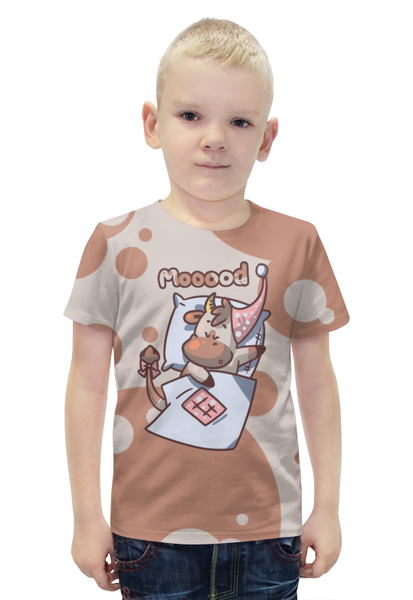 Заказать детскую футболку в Москве. Футболка с полной запечаткой для мальчиков Mooood от Катя Муу - готовые дизайны и нанесение принтов.