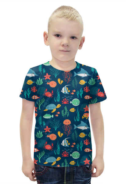 Заказать детскую футболку в Москве. Футболка с полной запечаткой для мальчиков Рыбки от fanart - готовые дизайны и нанесение принтов.