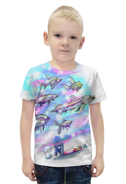 Заказать детскую футболку в Москве. Футболка с полной запечаткой для мальчиков Underwater от Мастер Спектр - готовые дизайны и нанесение принтов.