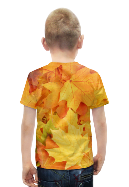 Заказать детскую футболку в Москве. Футболка с полной запечаткой для мальчиков Листья-осень от queen  - готовые дизайны и нанесение принтов.