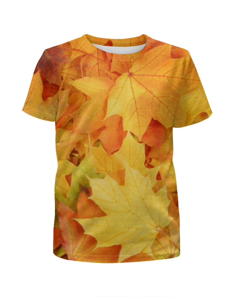 Заказать детскую футболку в Москве. Футболка с полной запечаткой для мальчиков Листья-осень от queen  - готовые дизайны и нанесение принтов.