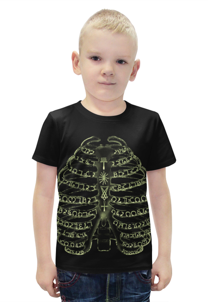 Заказать детскую футболку в Москве. Футболка с полной запечаткой для мальчиков Скелет арт от ПРИНТЫ ПЕЧАТЬ  - готовые дизайны и нанесение принтов.