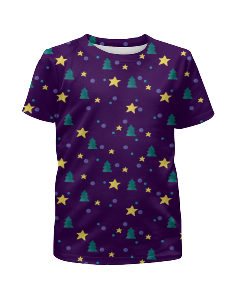 Заказать детскую футболку в Москве. Футболка с полной запечаткой для мальчиков Елки и звезды от go6a - готовые дизайны и нанесение принтов.