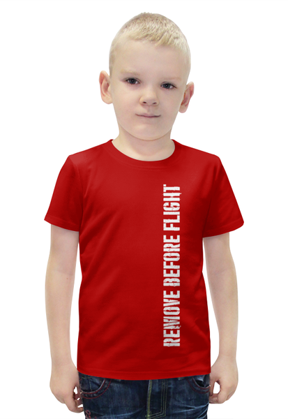Заказать детскую футболку в Москве. Футболка с полной запечаткой для мальчиков Снять перед полетом от Рустам Юсупов - готовые дизайны и нанесение принтов.