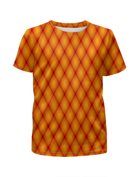 Заказать детскую футболку в Москве. Футболка с полной запечаткой для мальчиков Клетка оранжевая от THE_NISE  - готовые дизайны и нанесение принтов.