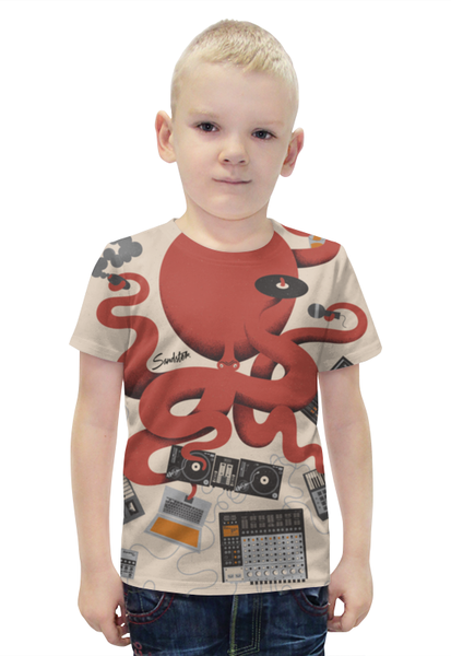 Заказать детскую футболку в Москве. Футболка с полной запечаткой для мальчиков DJ Octopus от sandster - готовые дизайны и нанесение принтов.