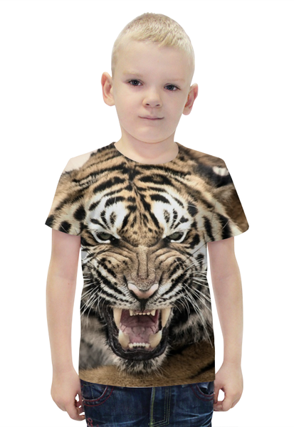 Заказать детскую футболку в Москве. Футболка с полной запечаткой для мальчиков уссурийский тигр 2 от Маверик - готовые дизайны и нанесение принтов.