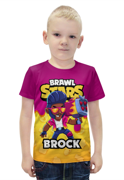 Заказать детскую футболку в Москве. Футболка с полной запечаткой для мальчиков BRAWL STARS BROCK от geekbox - готовые дизайны и нанесение принтов.