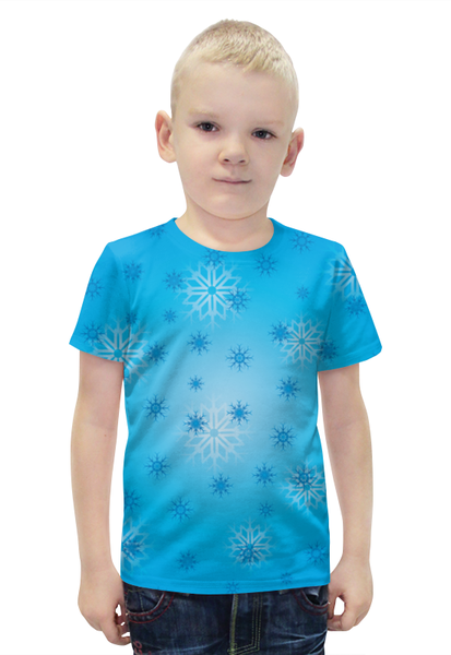 Заказать детскую футболку в Москве. Футболка с полной запечаткой для мальчиков Снежинка от valezar - готовые дизайны и нанесение принтов.