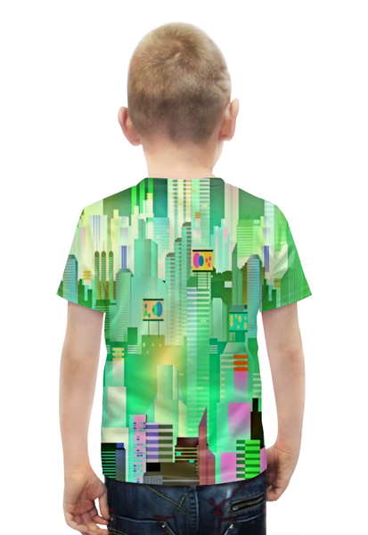 Заказать детскую футболку в Москве. Футболка с полной запечаткой для мальчиков Здания от THE_NISE  - готовые дизайны и нанесение принтов.