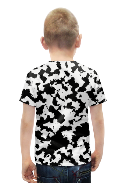 Заказать детскую футболку в Москве. Футболка с полной запечаткой для мальчиков Чёрно-Белый Камуфляж от armyshop - готовые дизайны и нанесение принтов.