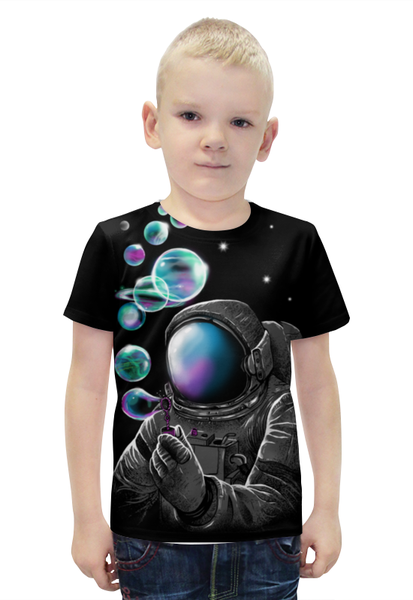 Заказать детскую футболку в Москве. Футболка с полной запечаткой для мальчиков Космические пузыри от printik - готовые дизайны и нанесение принтов.