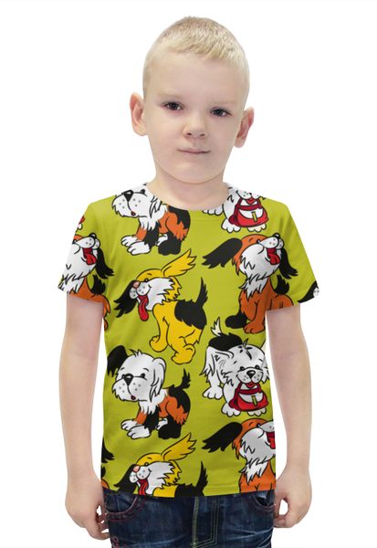 Заказать детскую футболку в Москве. Футболка с полной запечаткой для мальчиков Песики  (1) от ПРИНТЫ ПЕЧАТЬ  - готовые дизайны и нанесение принтов.
