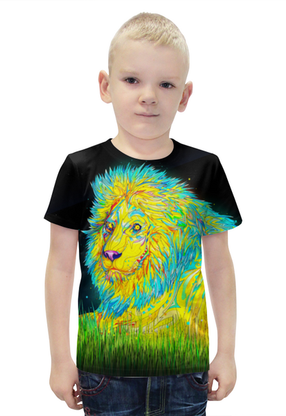 Заказать детскую футболку в Москве. Футболка с полной запечаткой для мальчиков Царь зверей от DeFive  - готовые дизайны и нанесение принтов.