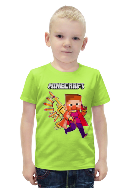 Заказать детскую футболку в Москве. Футболка с полной запечаткой для мальчиков Minecraft от T-shirt print  - готовые дизайны и нанесение принтов.