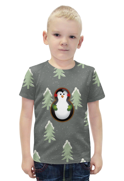 Заказать детскую футболку в Москве. Футболка с полной запечаткой для мальчиков пингвин от THE_NISE  - готовые дизайны и нанесение принтов.