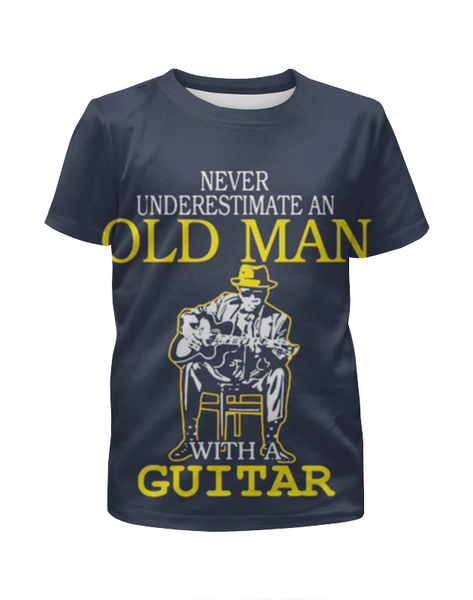 Заказать детскую футболку в Москве. Футболка с полной запечаткой для мальчиков Old man guitar от ПРИНТЫ ПЕЧАТЬ  - готовые дизайны и нанесение принтов.