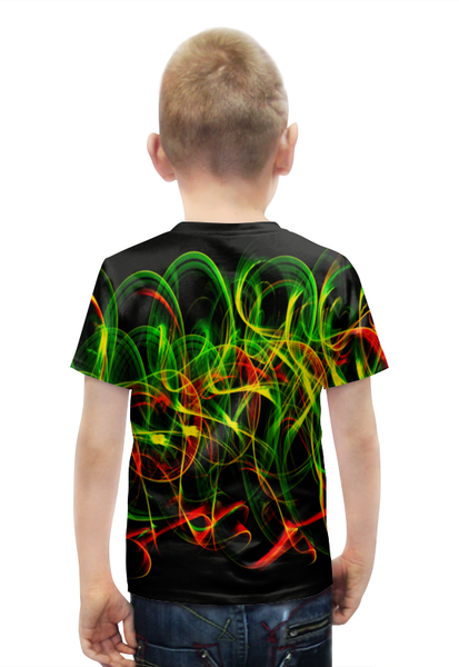 Заказать детскую футболку в Москве. Футболка с полной запечаткой для мальчиков Зелено-красные линии от THE_NISE  - готовые дизайны и нанесение принтов.
